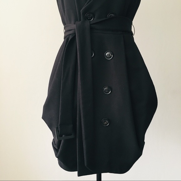 BLACK PUFF SHOULDER DOUBLE BREASTED DRESS - Picture 4 of 8